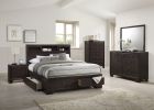 Modern bedroom Storage Eastern King Size Bed Drawers Storage Headboard Footboard 1pc Bed Only. - as Pic