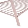 House Bed Tent Bed Frame Twin Size Metal Floor Play House Bed with Slat for Kids Girls Boys , No Box Spring Needed Pink - as pic
