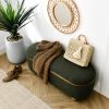 Storage Ottoman Bench, Upholstered End of Bed Ottoman Bench with Storage and Seating, Large Blanket Storage Bench, Dark green - as Pic