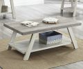 Athens Contemporary Two-Tone Wood Shelf Coffee Table in Weathered Gray and Beige - as Pic