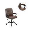 Adjustable Height Office Chair with Padded Armrests, Brown - as Pic