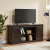 58" Farmhouse TV Stand and Entertainment Center for Televisions up to 65 Inchs,with Sliding Barn Doors and Storage Cabinets,Espresso - Brown -