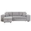 104.5" Pull Out Sleeper Sofa Reversible L-Shape 3 Seat Sectional Couch with Storage Chaise and 2 Stools for Living Room Furniture Set - Gray - Linen