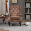 COOLMORE Wood Frame Armchair, Modern Accent Chair Lounge Chair with Sturdy Wood Legs for Living Room Bedroom (Coffee) - as Pic