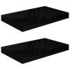 Floating Wall Shelves 2 pcs High Gloss Black 15.7"x9.1"x1.5" MDF - Black
