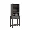 Wine Bar Cabinet, Kitchen Storage Cabinet with Drawer and Open Shelves, Distressed Grey - as Pic