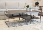 Padena Metal Frame Wood Living Room Coffee Table with Shelf - as Pic
