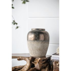13x13x16" Round Sienna Brown Ceramic Accent Vase - as Pic