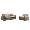 Modern Living Room Sofa Two Pieces Set Tan Corduroy - as Pic