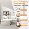112.2" L-Shape Chenille Upholstered Sofa for Living Room Modern Luxury Sofa Couch with Ottoman and 5 Pillows for Living Room - Beige - Foam