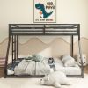 Adam Sturdy Twin over Full Bunk Bed Metal Black for Kids and Adult, Low Profile Twin over Full Bunk Bed with Ladder and Guardrails
