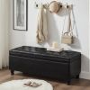 Upholstered tufted button storage bench ,Faux leather entry bench with spindle wooden legs, Bed bench- Black - as Pic
