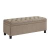 Upholstered tufted button storage bench ,Linen fabric entry bench with spindle wooden legs, Bed bench- Linen - as Pic