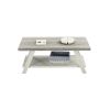 Athens Contemporary Two-Tone Wood Shelf Coffee Table in Weathered Gray and Beige - as Pic